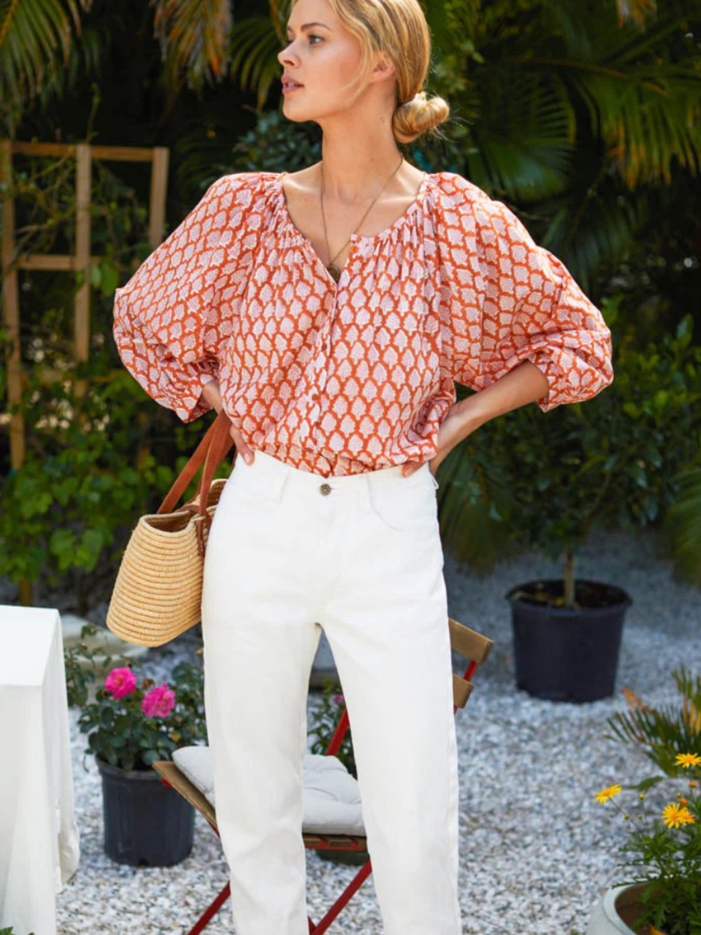 Emerson Fry India Collection Gigi Cotton  Peasant Blouse- small/ medium